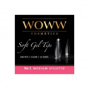 WOWW SOFT GEL TIPS #1 MEDIUM STILETTO 240τεμ. WOWW SOFT GEL TIPS #1 MEDIUM STILETTO 240τεμ.