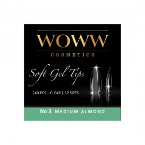 WOWW SOFT GEL TIPS #3 MEDIUM ALMOND 240τεμ. WOWW SOFT GEL TIPS #3 MEDIUM ALMOND 240τεμ.
