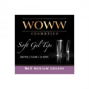 WOWW SOFT GEL TIPS #5 MEDIUM SQUARE 240τεμ. WOWW SOFT GEL TIPS #5 MEDIUM SQUARE 240τεμ.